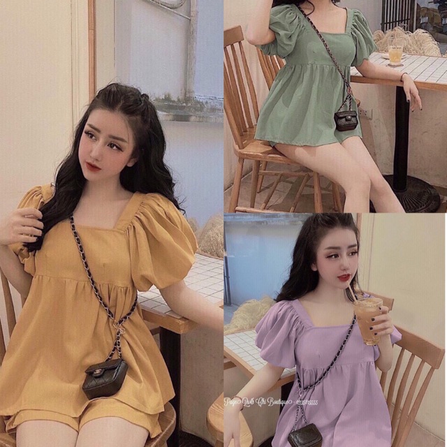 [Mã FAMAYWA2 giảm 10K đơn 50K] {Freeship} Set Bộ Nữ Áo Tay Bồng + Quần