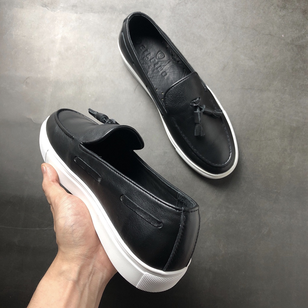 Giầy Loafers Air 03 Sneaker Leather - Màu Black - Da thật bảo hành 1 năm