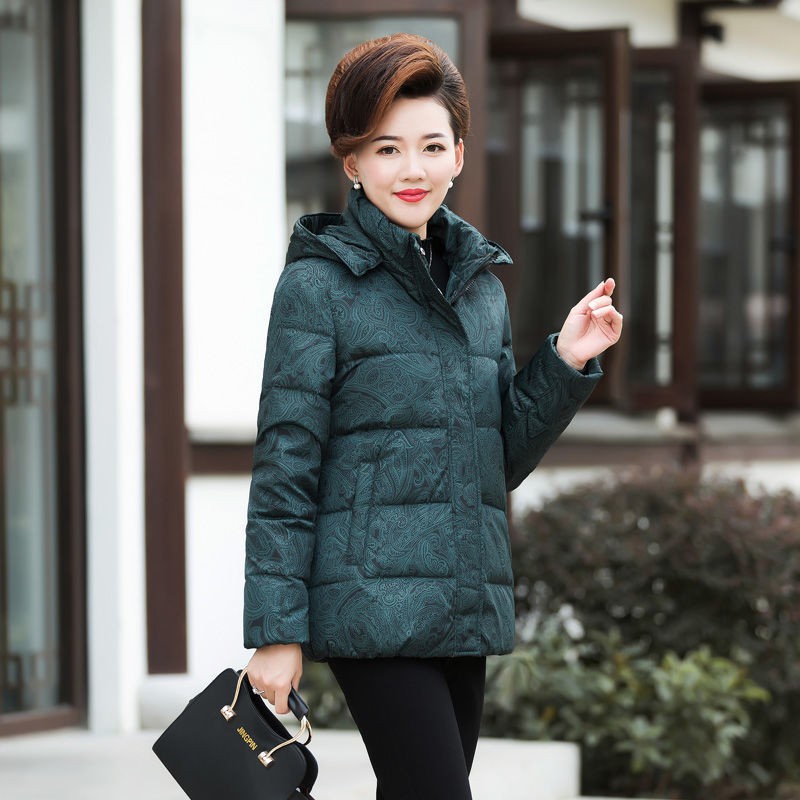 Áo khoác xuống cho phụ nữ mùa đông mới của bà mẹ trung niên và cao tuổi đội mũ ngắn dày có thể tháo rời kích thước lớn c