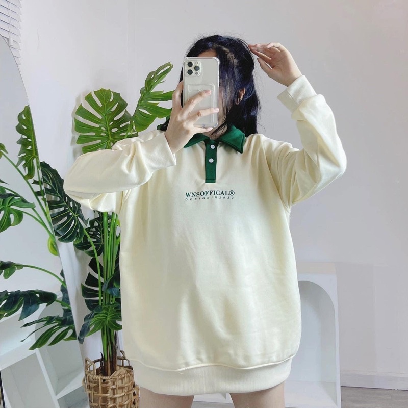 Áo Polo Form Rộng Tay Dài Chữ Thêu WZS - pqk boutique
