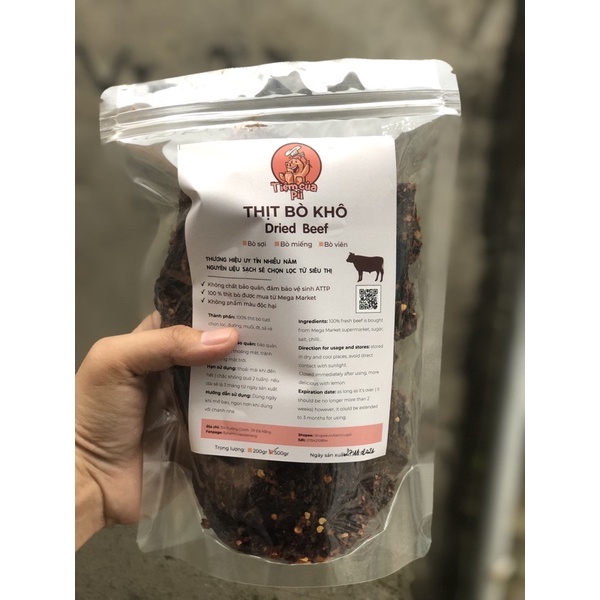 [ 100% Thịt Bò Sạch ]-Thịt bò khô miếng, khô bò mềm cay siêu ngon nhà làm đặc sản Đà Nẵng loại đặc biệt 200gr | BigBuy360 - bigbuy360.vn
