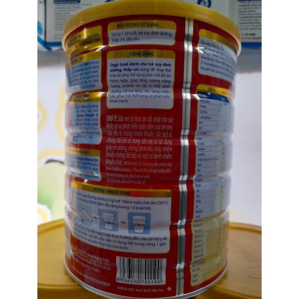 Lon Sữa 900g Oggi Gold Vitadairy Cho Trẻ Từ 1 Đến 10 Tuổi Giúp Tăng Cân Nhanh Ngừa Táo Bón Thấp Còi