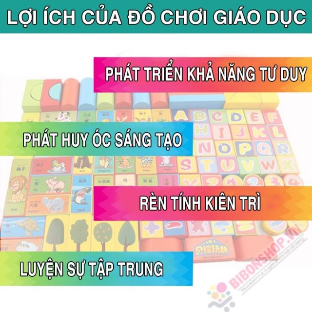 Đồ chơi xếp hình bé học hình khối, chữ cái, chữ số, con vật