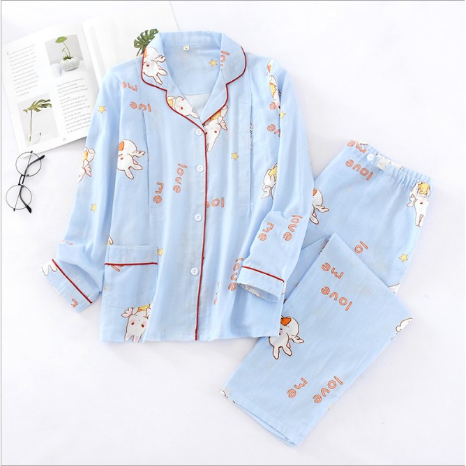 Bộ Pyjama bầu và sau sinh dài tay Azuno BZ147 họa tiết thỏ dễ thương