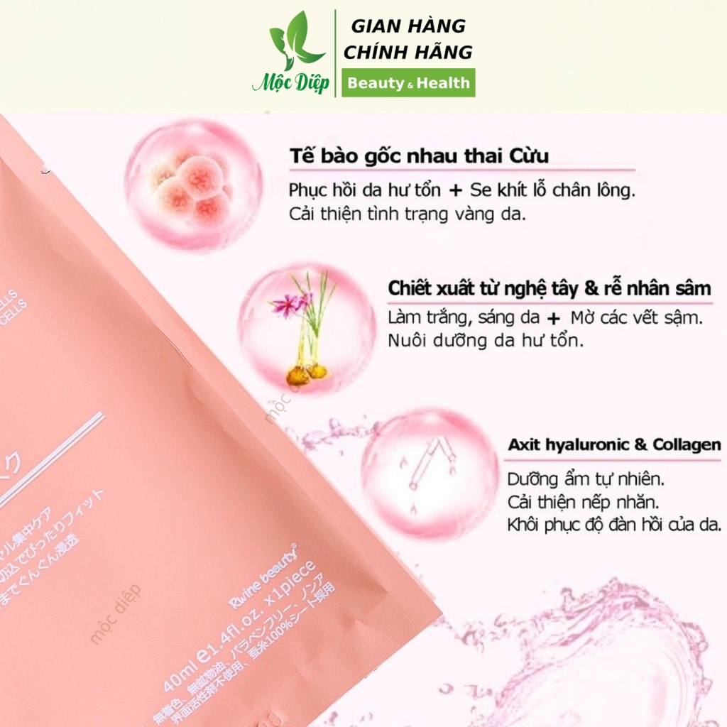 Mặt nạ nhau thai Cừu Mặt Nạ Rwine Beauty Stem Cell Placenta Mask Nhật Bản - Mộc Diệp