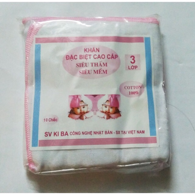 Khăn sữa 3 lớp Ki ba , xuất Nhật (10 chiếc)