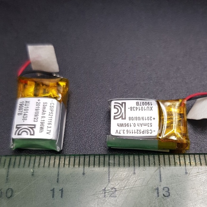Pin lipo 3.7V 53mAh 16x11x5.2MM xuất hàn CSIP521116  dùng cho tai nghe thiết bị điện -KhoDienTu