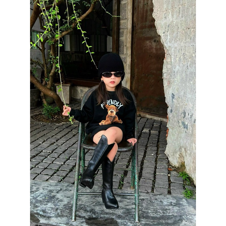 Áo nỉ cổ tròn teddy friendly cho bé, áo sweater cho bé unisex , TP KIDs