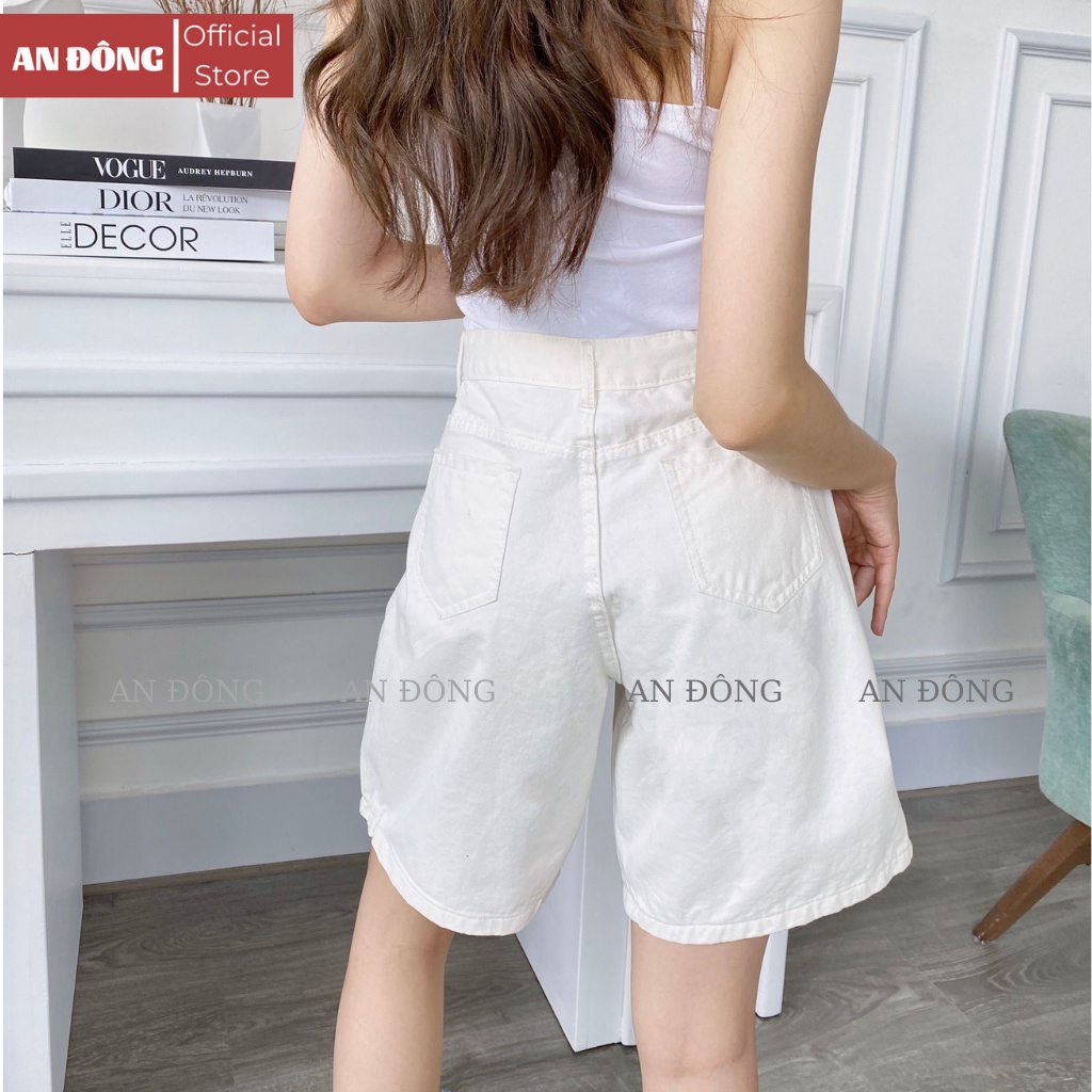 Quần Short Jean Nữ Nút Gài Chỉnh Eo, Quần Sooc Đùi Nữ Cạp Cao Ulzzang Thời Trang