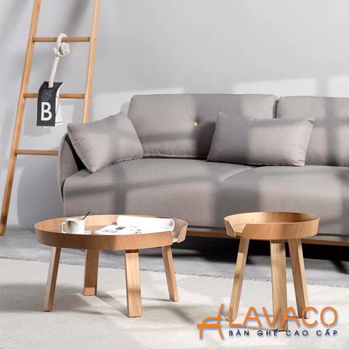 Bàn sofa tròn mặt gỗ nhập khẩu cao cấp- Mã: S702S