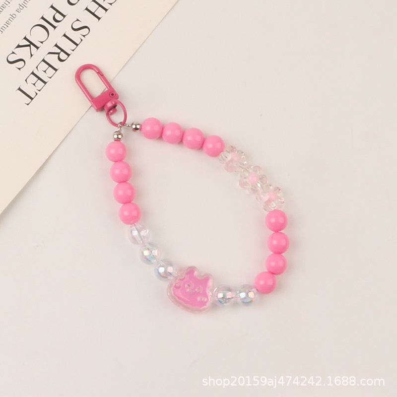 Vỏ Bọc Hộp Sạc Tai Nghe Chuỗi Hạt Tròn Màu Trơn Hình Thỏ Sáng Tạo