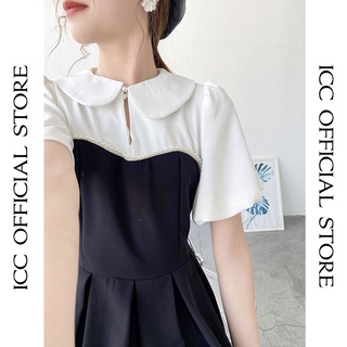 [ORDER] Đầm Sơ Mi Đen Trắng Thắt Nơ Dáng Dài - Đầm Công Chúa Tay Phồng Sang Chảnh VD025 Shop ICC Official Store