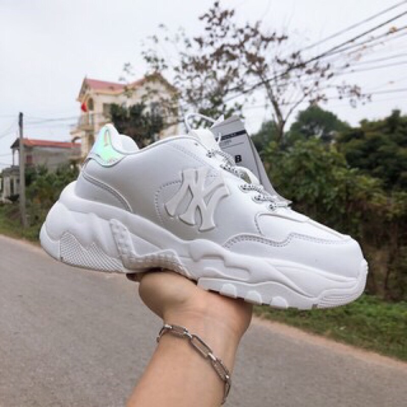 Giày thể thao sneaker nữ ML B chữ nỗi NY gót bạc cao cấp chất liệu da xịn [HÌNH THẬT]