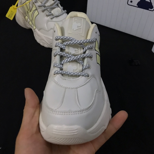Tặng Hộp &amp; Lọ vệ sinh giày - Giày thể thao sneaker nam nữ MLB NY vàng, size 36-43.    .