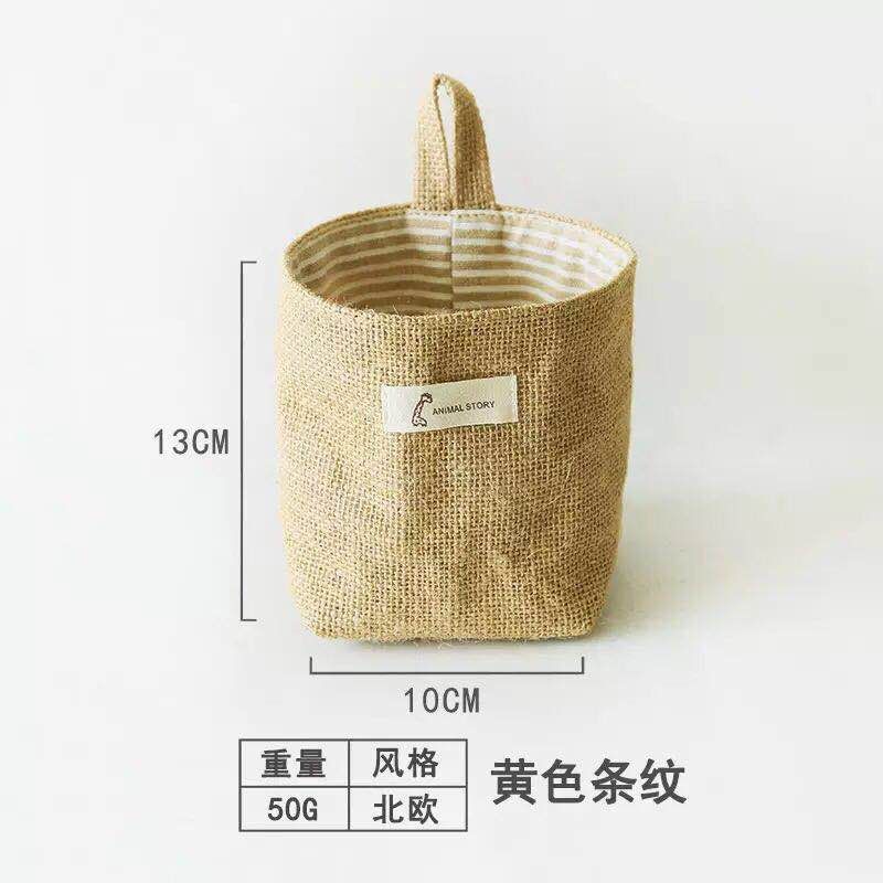 Factory in Stock Cotton and Linen Creative Hanging Storage Bag behind the Door Wall Hanging Desktop Sundries Jute Storag | BigBuy360 - bigbuy360.vn
