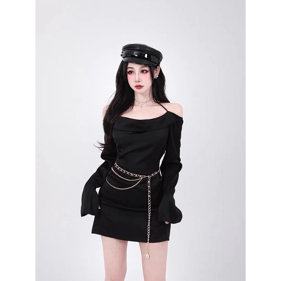 Dây xích mix da 3 tầng sang trọng dành cho nữ Yams Closet Thắt lưng nữ dạng sợi