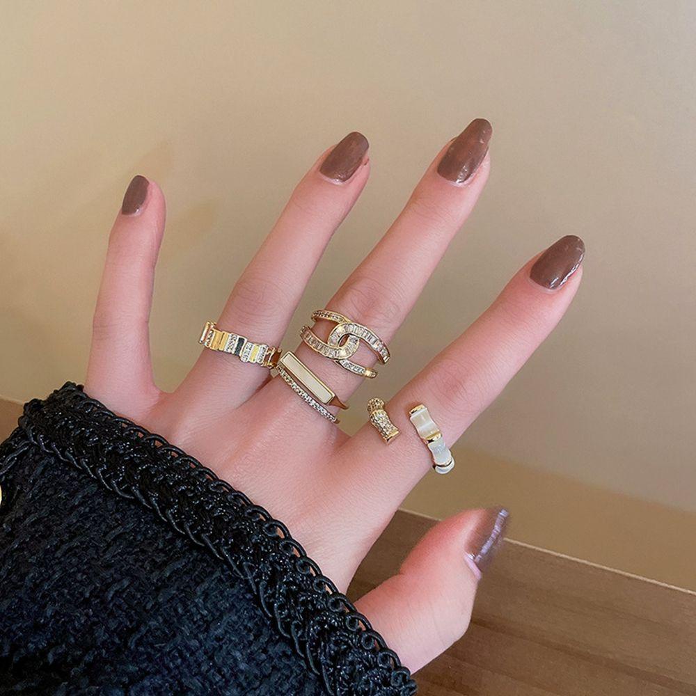 USNOW Nhẫn Hở Đính Đá Ngọc Lục Bảo Phong Cách Retro Đơn Giản Dành Cho Nữ