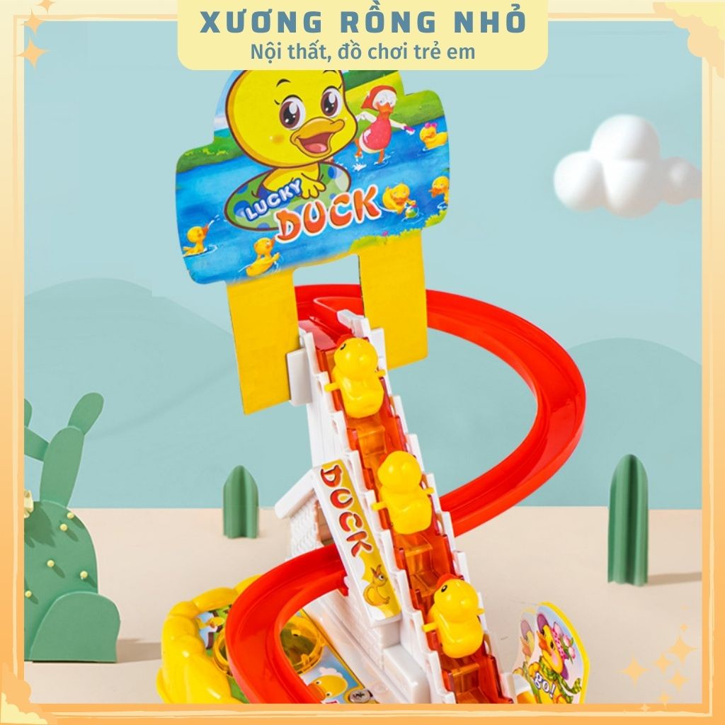Bộ đồ chơi trẻ em vịt leo cầu thang, có nhạc và đèn, đồ chơi trẻ em thông minh kích thích sự phát triển cho bé