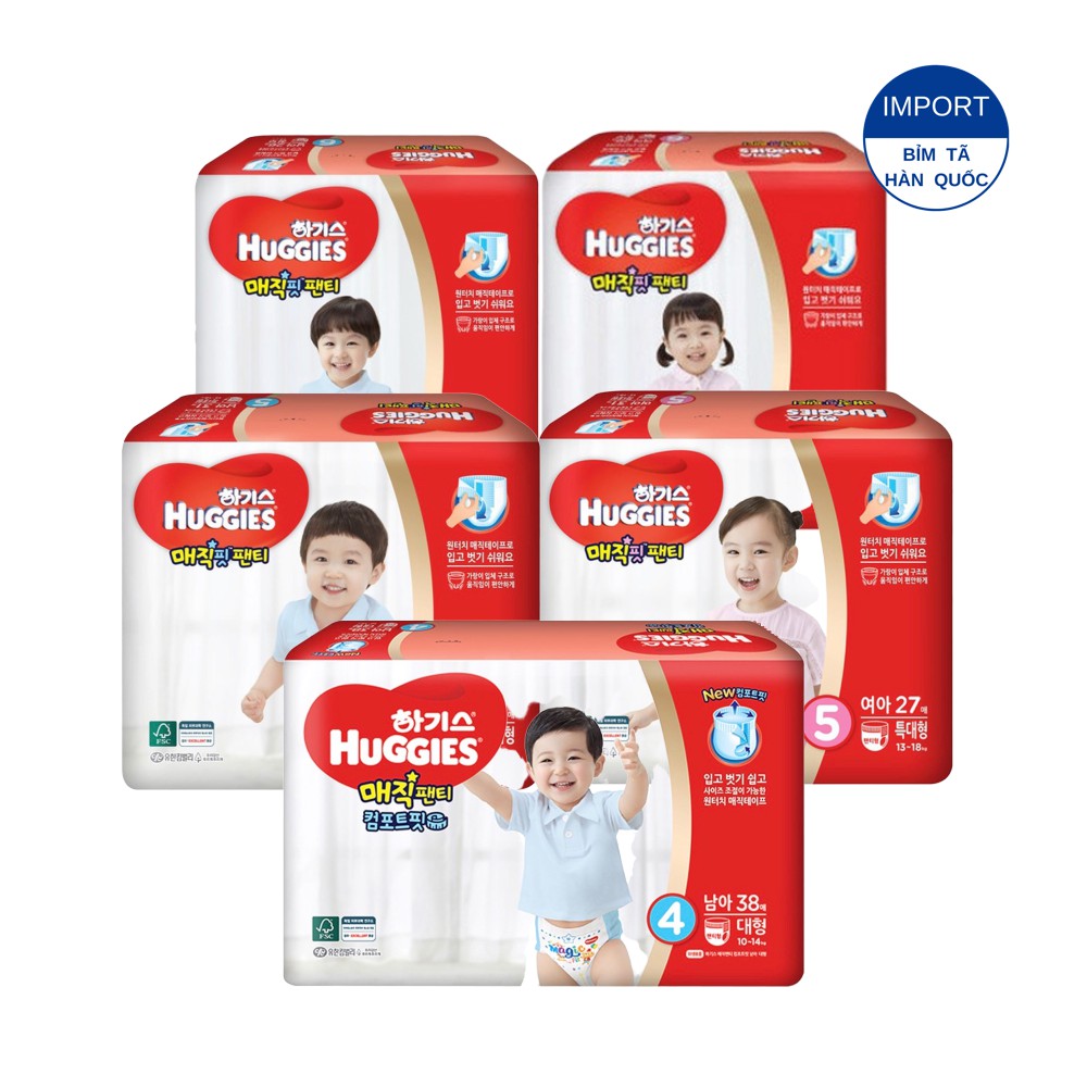 BỈM TÃ QUẦN HUGGIES RED HÀN QUỐC (Bé Trai và Bé Gái), SIZE: M46, L72, XL60, XXL26.