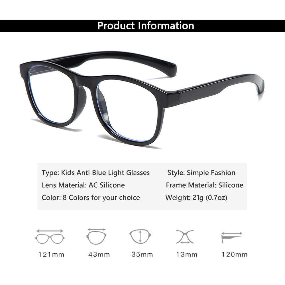 Mắt kính gọng silicon chống ánh sáng xanh bảo vệ mắt thời trang cho bé