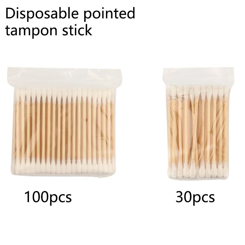 New 30/100 Ultra Small Disposable Cotton Swabs Lint Free micro Wood Brushes