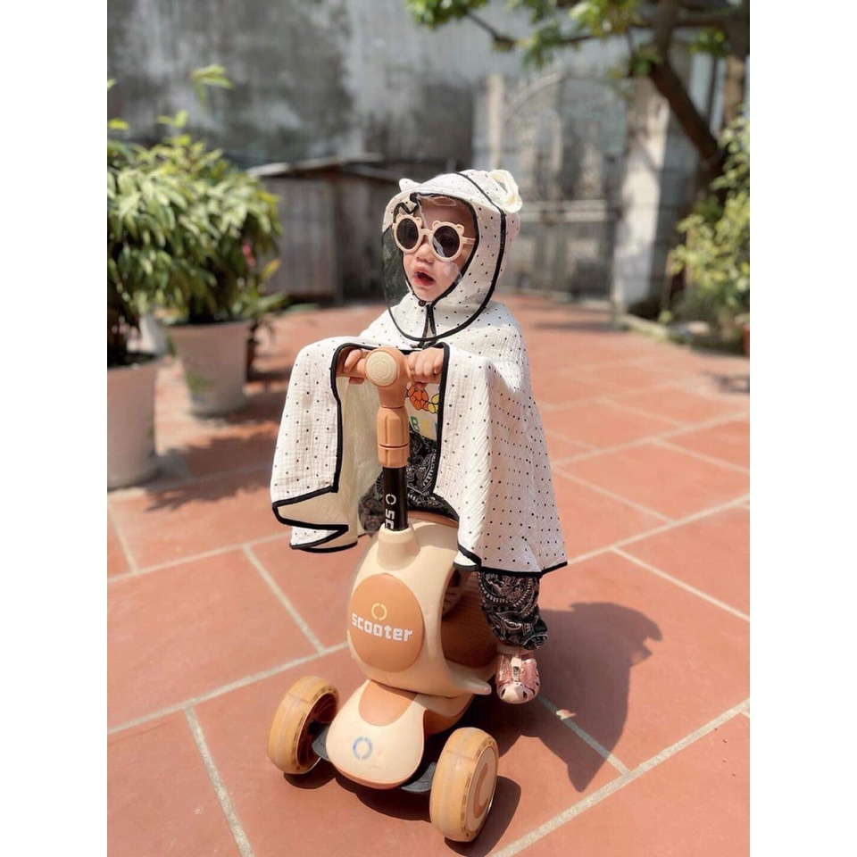 Áó choàng chống nắng cho bé xô muslintree Hàn kèm kính chống giọt bắn cao câp cho bé trai/ bé gái linnakids mã 01
