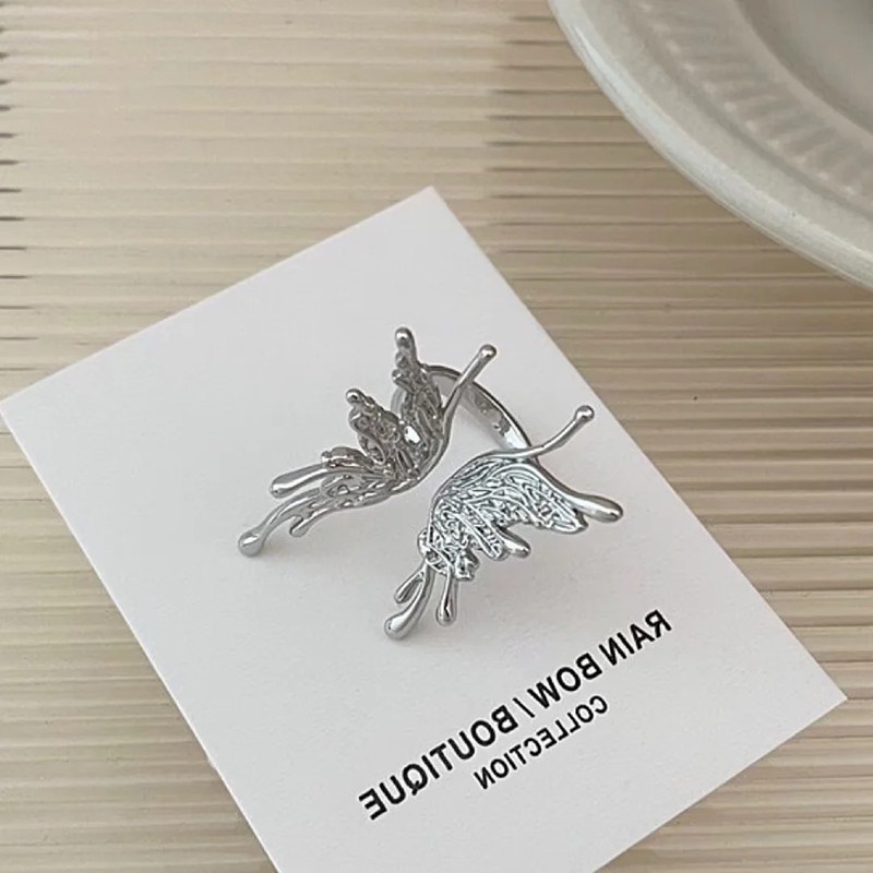 Nhẫn Hở Hình Cánh Bướm Bằng Kim Loại Phong Cách Âu Mỹ Mới