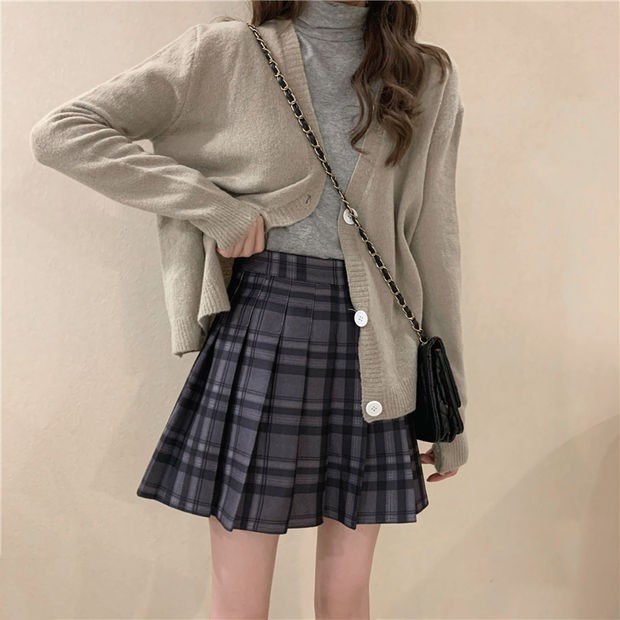Chân Váy Chữ A Lưng Cao Họa Tiết Sọc Caro Phong Cách Retro | BigBuy360 - bigbuy360.vn