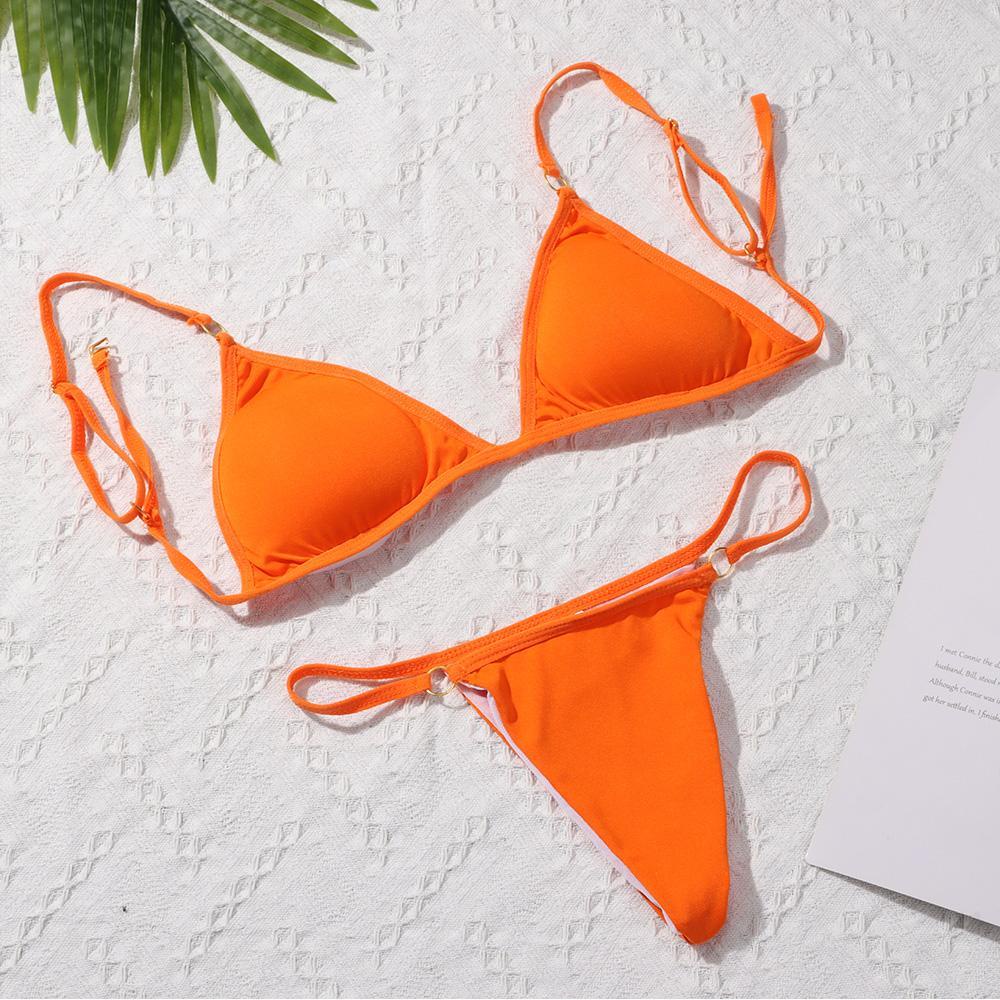 Bộ Đồ Bơi Hai Mảnh Hở Lưng Màu Sắc Đơn Giản Có Khóa Kim Loại Dành Cho Nữ
