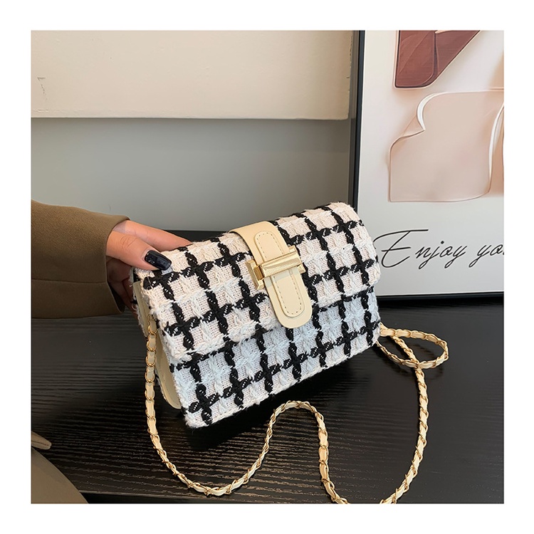 Túi Xách Len Đeo Vai Phối Dây Xích Phong Cách Thời Trang Hàn Quốc Dành Cho Nữ