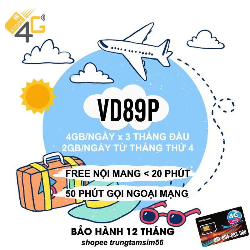 Sim 4G VD89 Plus VINA -  Miễn phí DATA + GỌI 1 năm - Bảo Hành 12 tháng