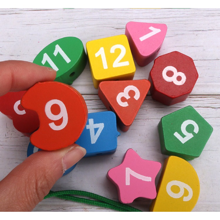 Đồ chơi đồng hồ gỗ, luồn số giúp bé biết thời gian sớm, Đồ chơi Montessories an toàn cho trẻ