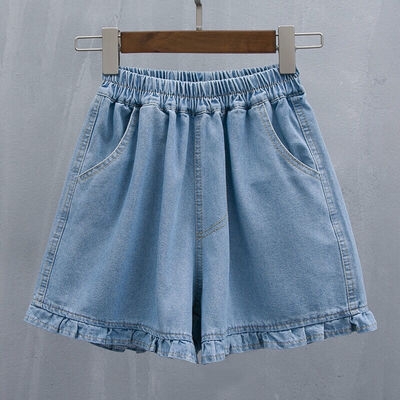 Quần short denim SUGEMIUSI ống rộng lưng thun co giãn thời trang mùa hè 200 Jin mm cỡ lớn cho nữ