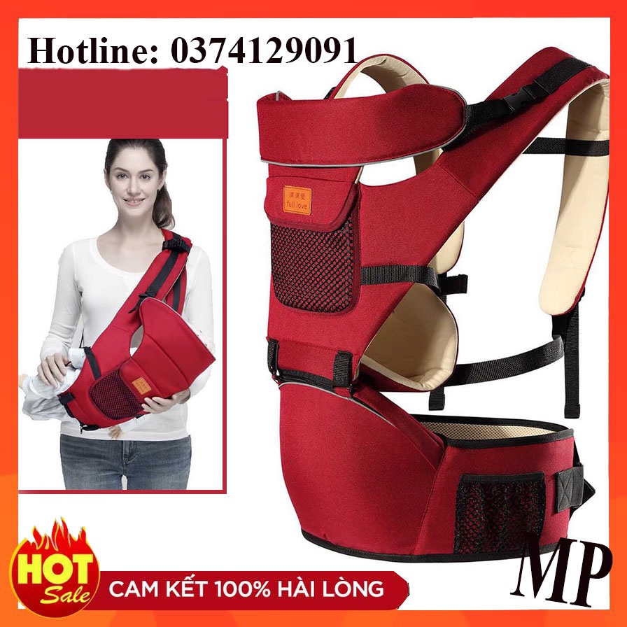 Địu em bé đa năng, địu trẻ em đa năng cao cấp 12 tư thế dây đai dày dặn mềm mại giúp cha mẹ đỡ đau mỏi vai, gáy khi địu