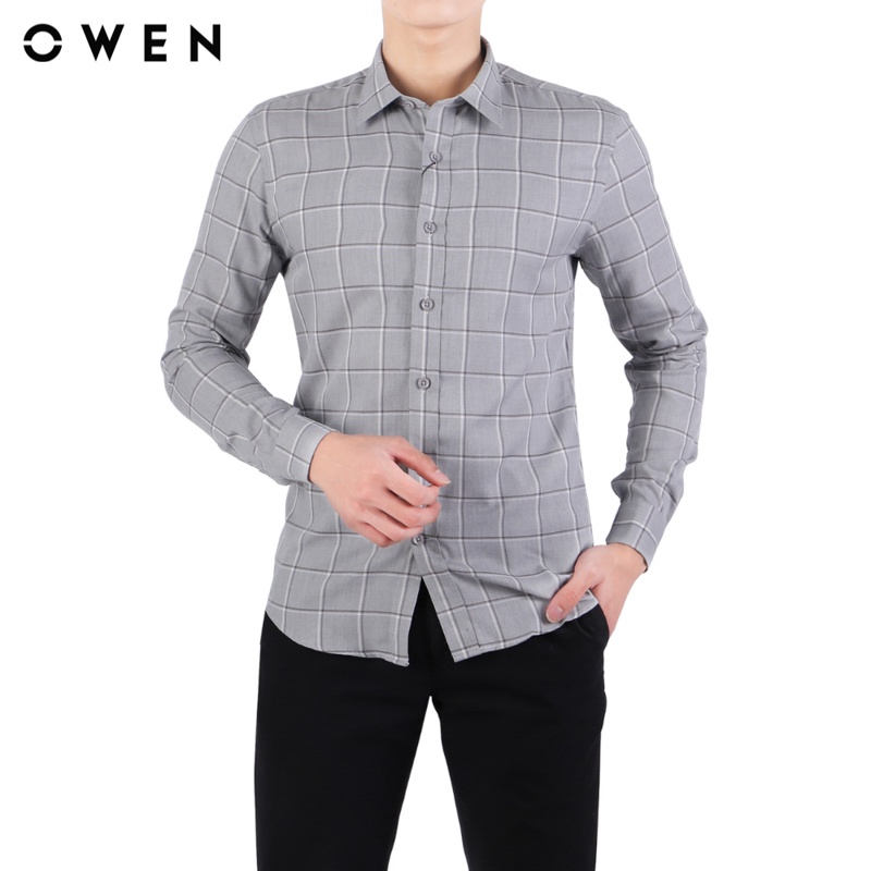 Áo sơ mi Dài tay Nam Owen Bamboo Slim Fit màu Ghi - AS61046D