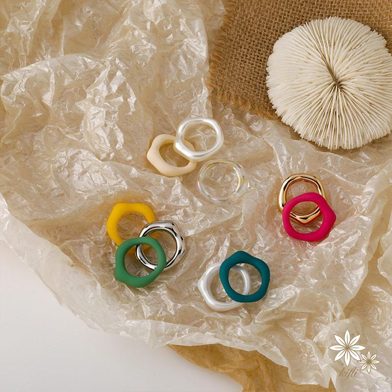 【Kifli.vn】Nhẫn Acrylic polygon Đa Năng Kết Cấu Nhiều Màu Sắc Đơn Giản Và Đa Năng