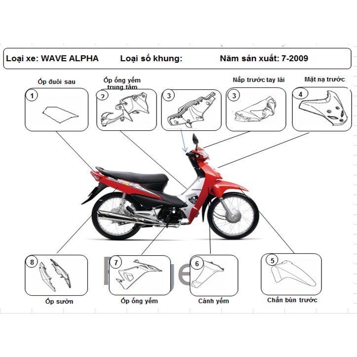 BỘ NHỰA WAVE ALPHA  - 2009