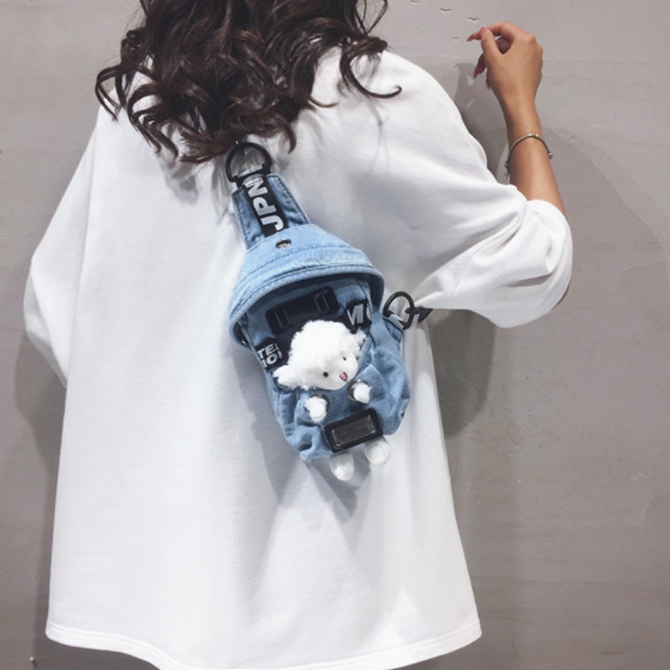 Túi đeo chéo mini nữ - tui đeo chéo có gắn gấu bông HOT 2021 | BigBuy360 - bigbuy360.vn