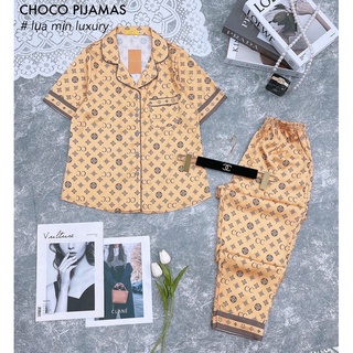 bộ lụa ngắn tay hãng sam choco áo ngắn tay quần dài bộ mặc nhà đẹp bộ pijama cao cấp