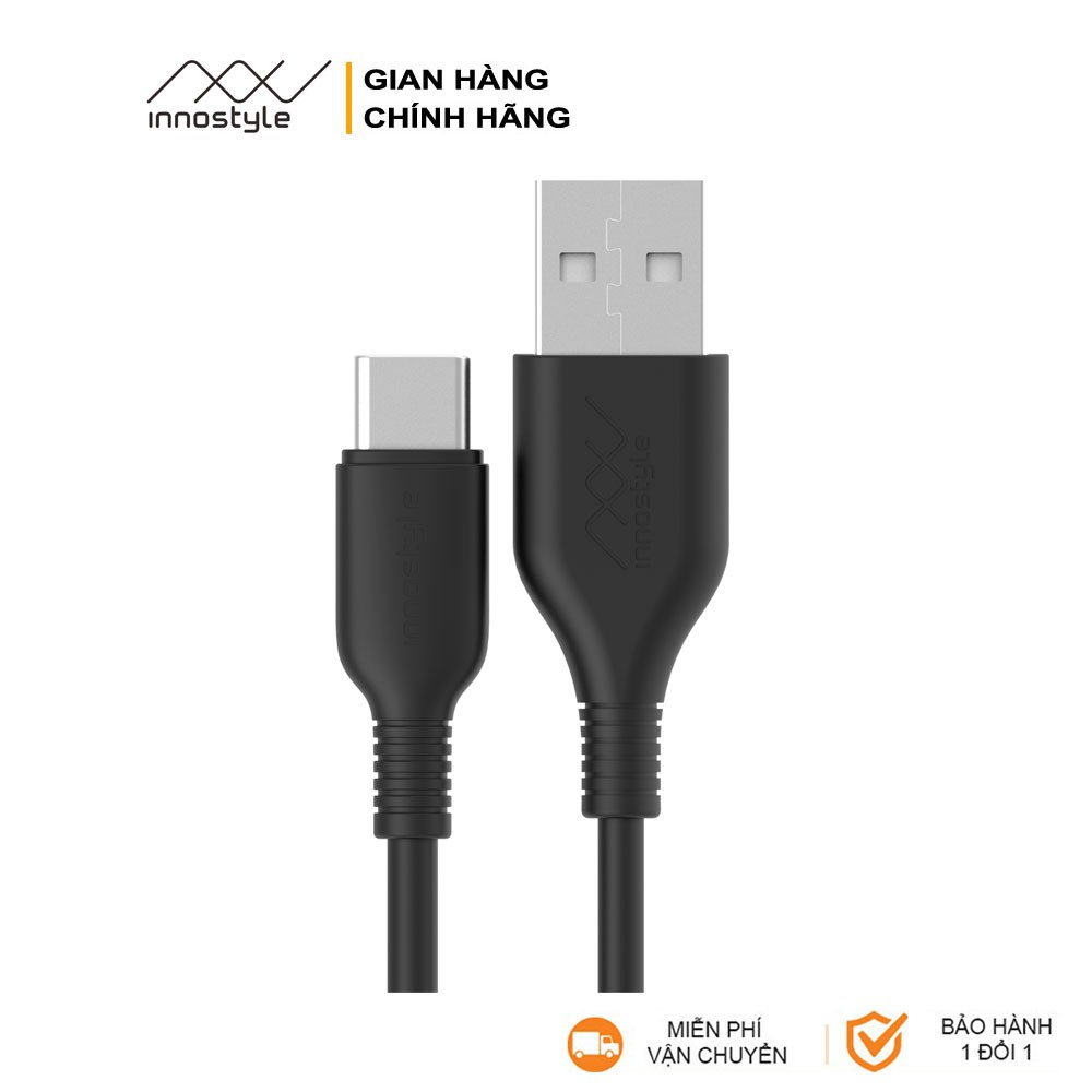 Cáp Innostyle Jazzy USB-A ra USB-C 1m2 - Hỗ Trợ Sạc Nhanh 15W - Hàng Chính Hãng - IAC120