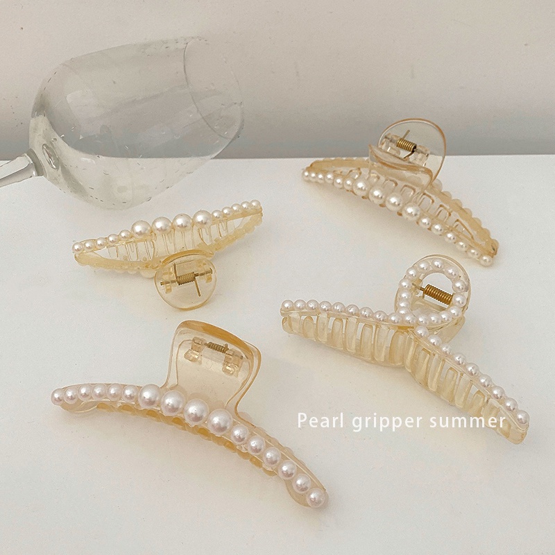 Kẹp tóc càng cua đính hạt ngọc trai nhân tạo phong cách Hàn Quốc thanh lịch thời trang