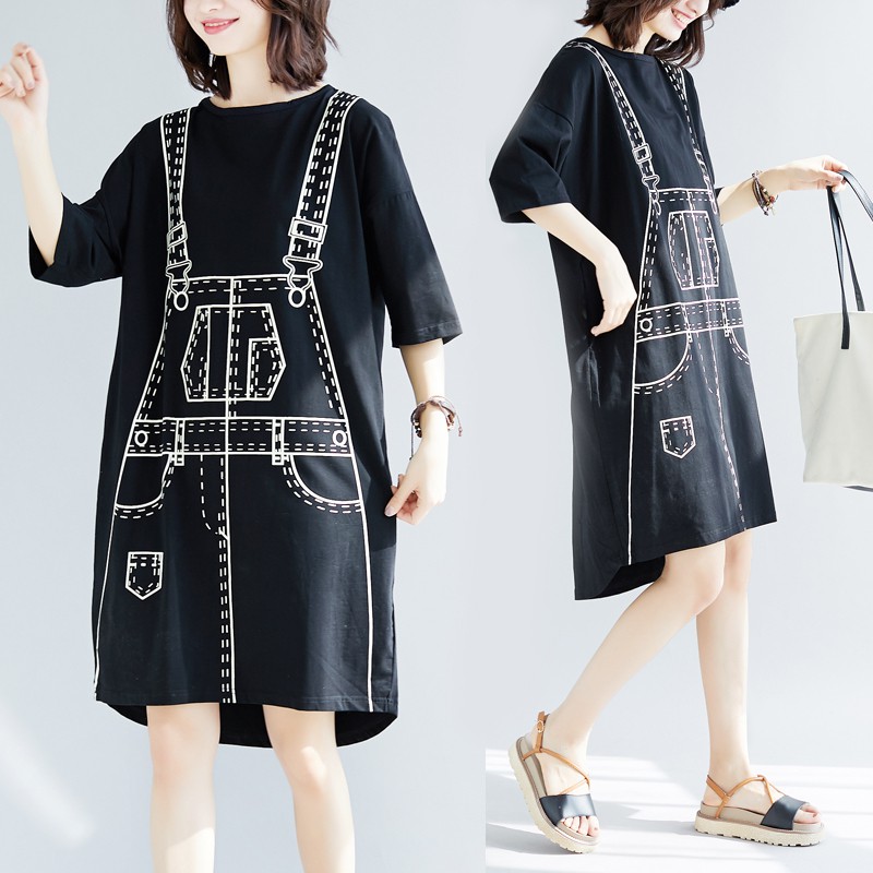 G105 Đầm big size dáng suông in hình siêu xinh