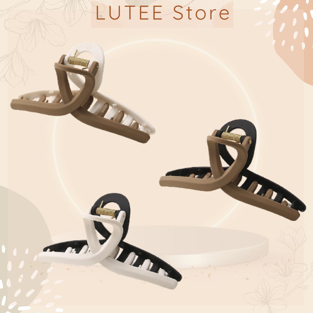 Kẹp tóc càng cua Hàn Quốc bản kẹp chéo mix 2 tone màu lì HOT TREND cho nữ, kẹp càng cua nữ Cross Clip