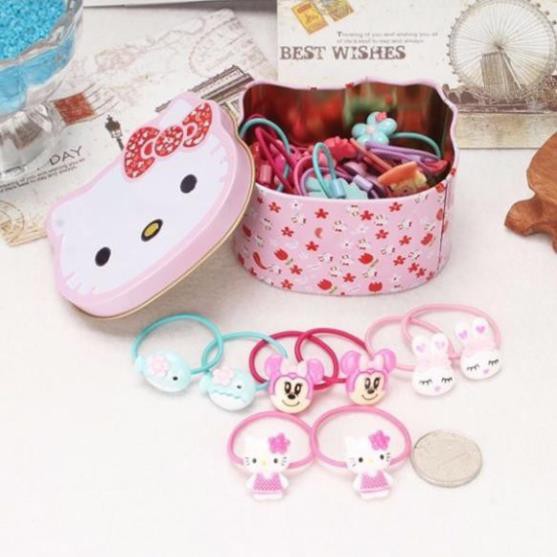 [Sale] [sẵn hàng] HỘP CHUN BUỘC TÓC HỘP SẮT CHO BÉ GÁI