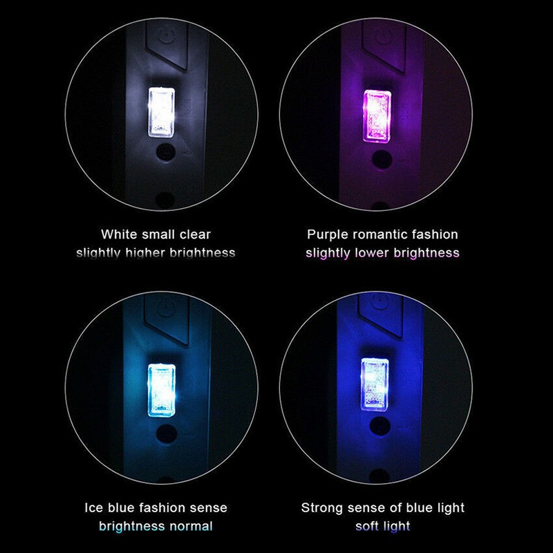Đèn LED USB kích thước nhỏ màu neon gắn bên trong nội thất xe hơi