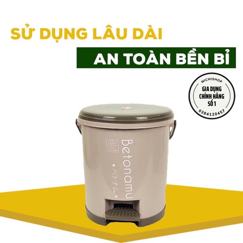 Thùng Rác Nhựa Nắp Tròn Đạp Chân 5 L, 10L Cao Cấp Việt Nhật, Thùng Rác Đạp Chân Văn Phòng, Nhà Bếp Tiện Lợi