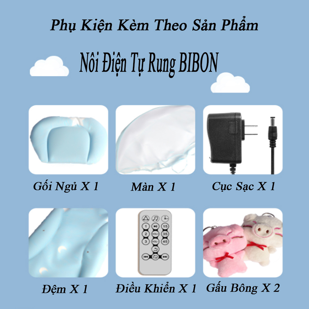 Nôi điện tự rung BIBON, nôi điện hàng Việt Nam chất lượng cao - Bảo Hành 1 năm.