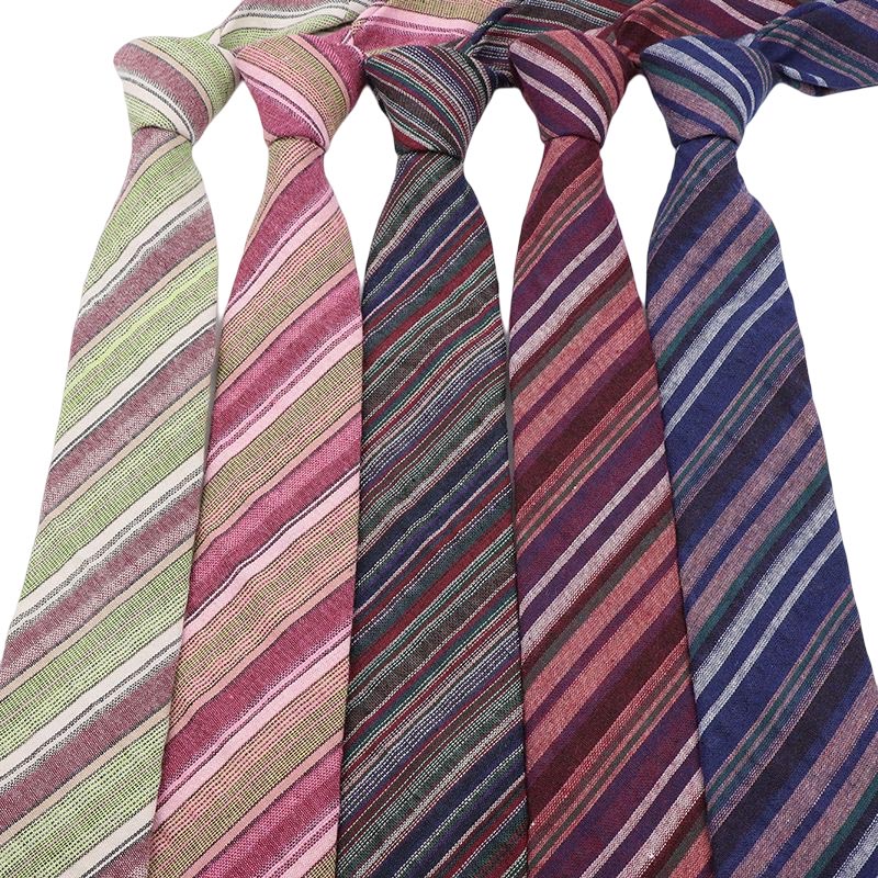 Cà Vạt Cotton Họa Tiết Sọc Thời Trang Cho Nam, Bản 6.5cm