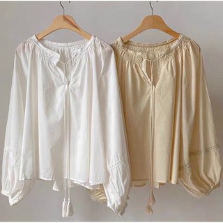 Áo boho cổ nơ tay bồng