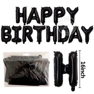 Bộ bóng chữ HAPPY BIRTHDAY màu đen cực Hot